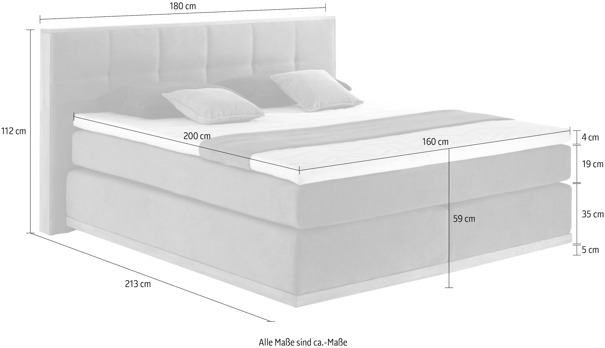 PLACES OF STYLE Boxspringbett »Vinton« aus massiver Eiche, verschiedene Härtegrade (auch H4)