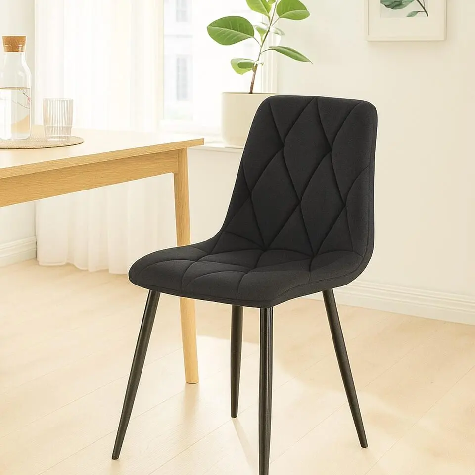CLP Eetkamerstoel Clairton zwart Frame - Stof - zwart