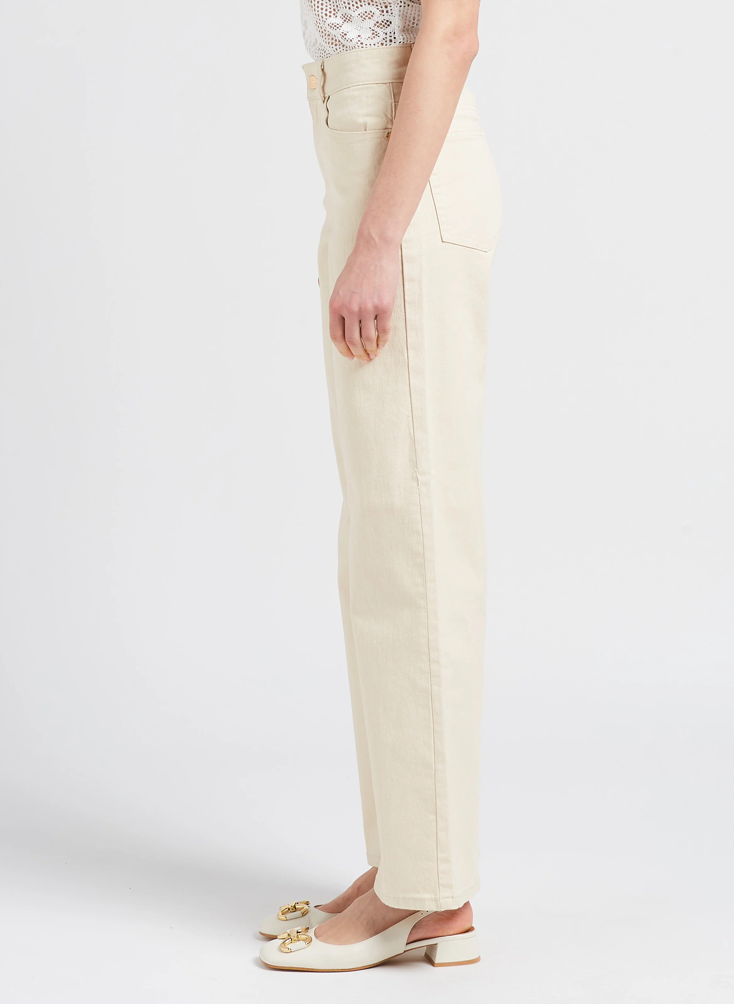 MARINA - Jean large en coton| Beige