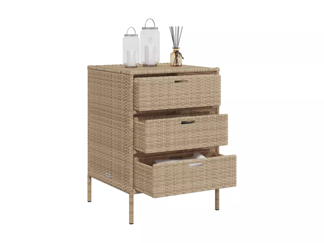 Armoire de rangement de jardin beige 55x59x80 cm résine tressée