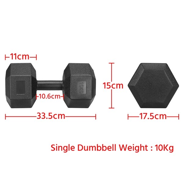 Yaheetech Kurzhanteln 2er Set Hexagon Hanteln gummiert 10 Kg Krafttraining Hanteltraining für Gymnastik und Fitness