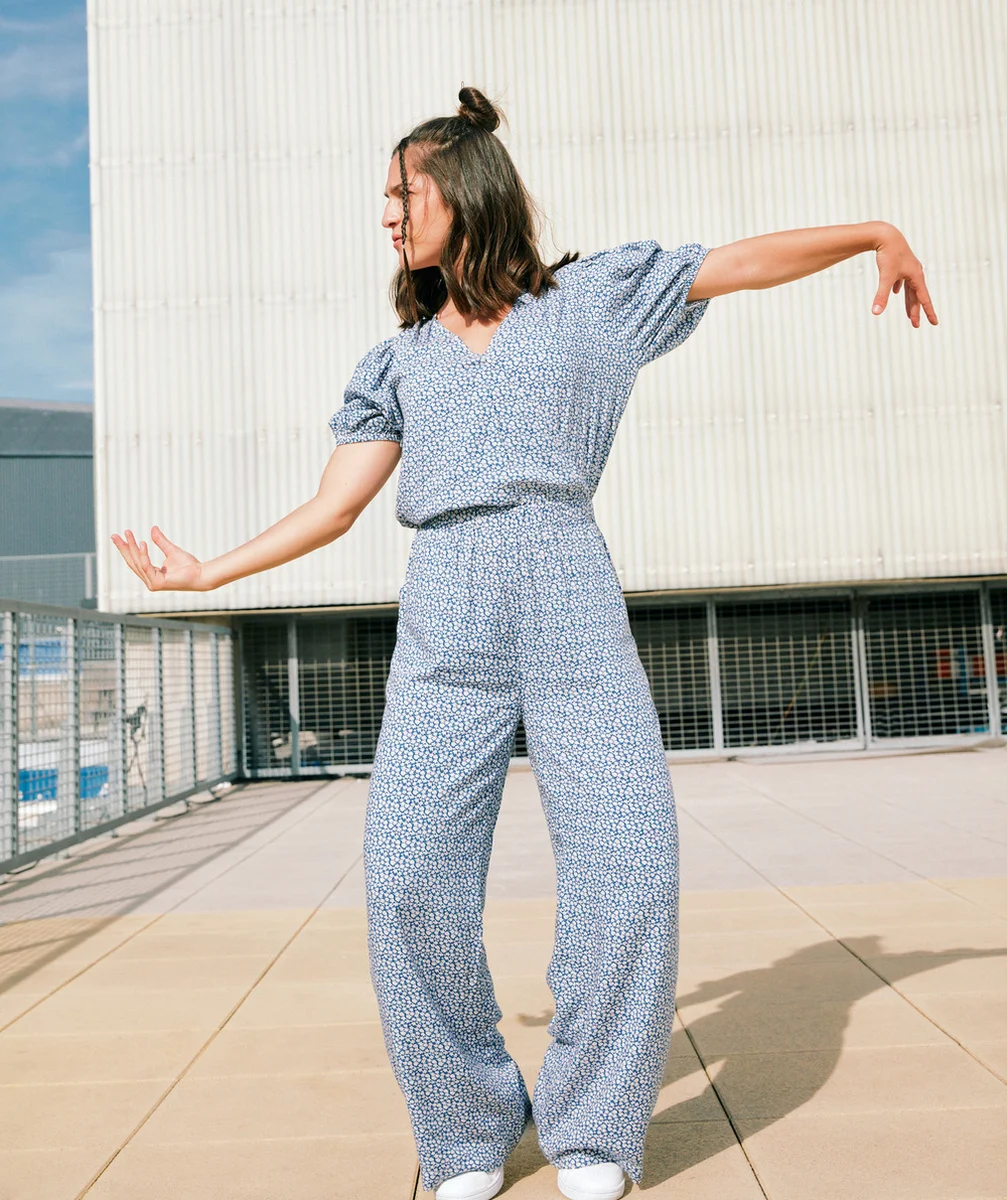 COMBINAISON FILLE EN VISCOSE RESPONSABLE IMPRIMÉE FLEURIE