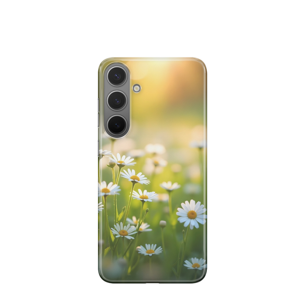Samsung Galaxy S24 Plus Gummi Hülle Gänseblümchen im Abendlicht - Grün