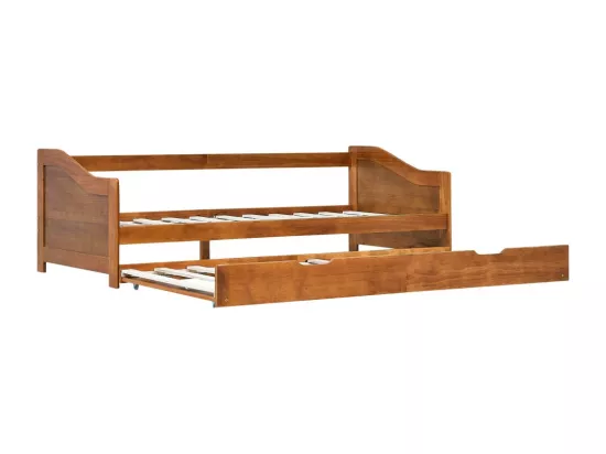 Lit banquette 2 couchages pin massif foncé Sacha 90x200