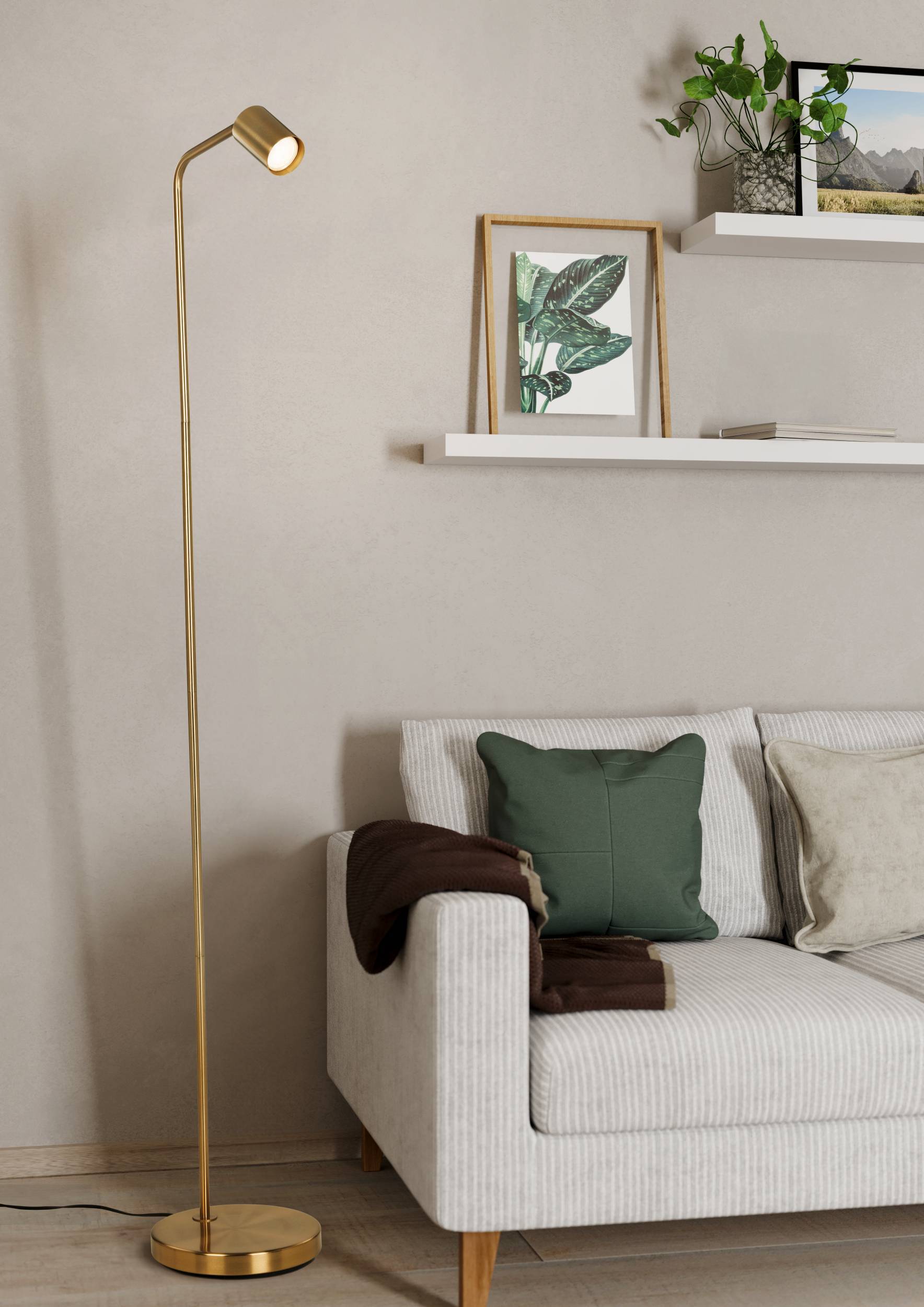 EGLO Rigomagno Vloerlamp - GU10 - H 151 cm - Staal - Goud