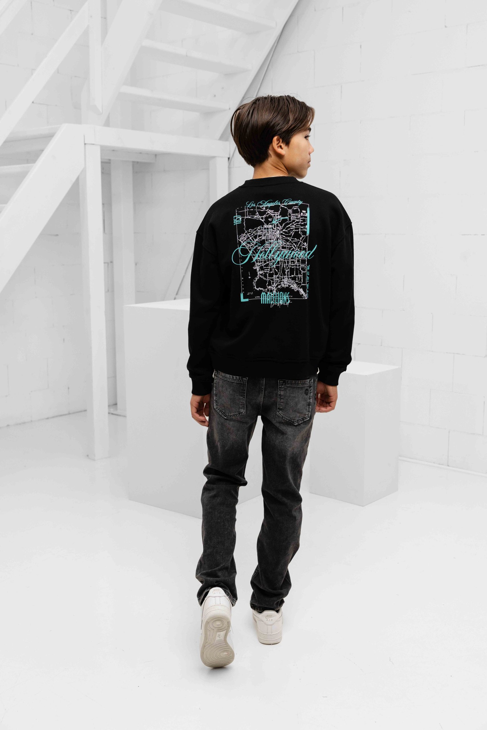 Malelions Hollywood Map Sweater Kids Zwart