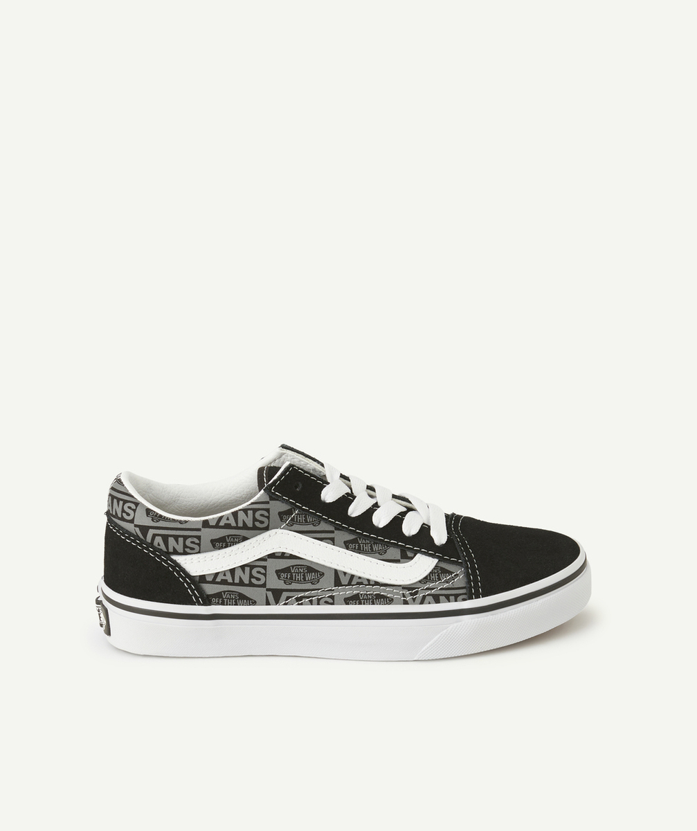 VANSbaskets basses enfant old skool noires et imprimées avec logos