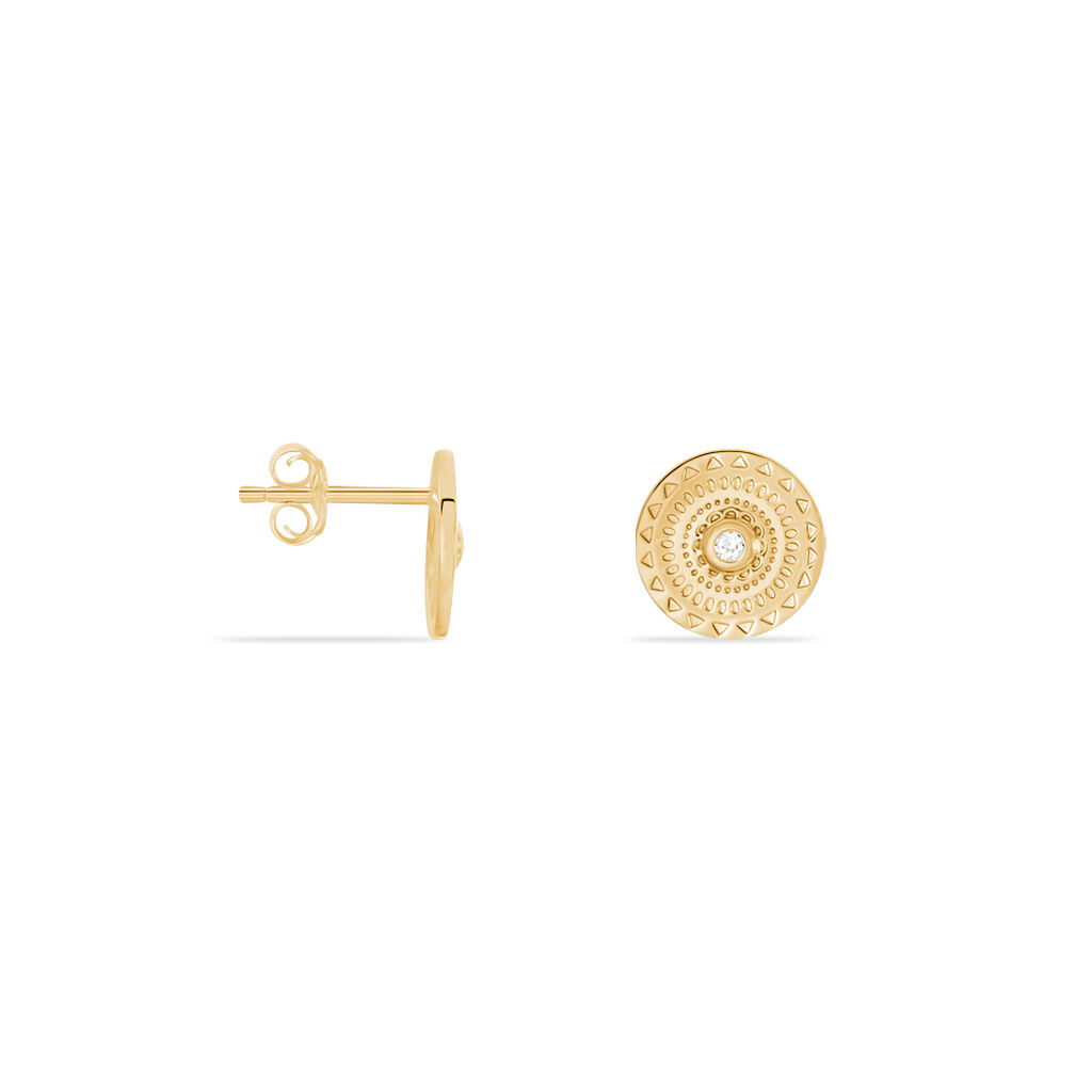 Boucles D'oreilles Puces Carmina Plaqué Or Jaune Oxyde De Zirconium