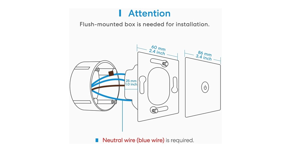 MEROSSMSS550 Smart Wi-Fi 2-Way Wall Switch schakelaar  (Wit)
