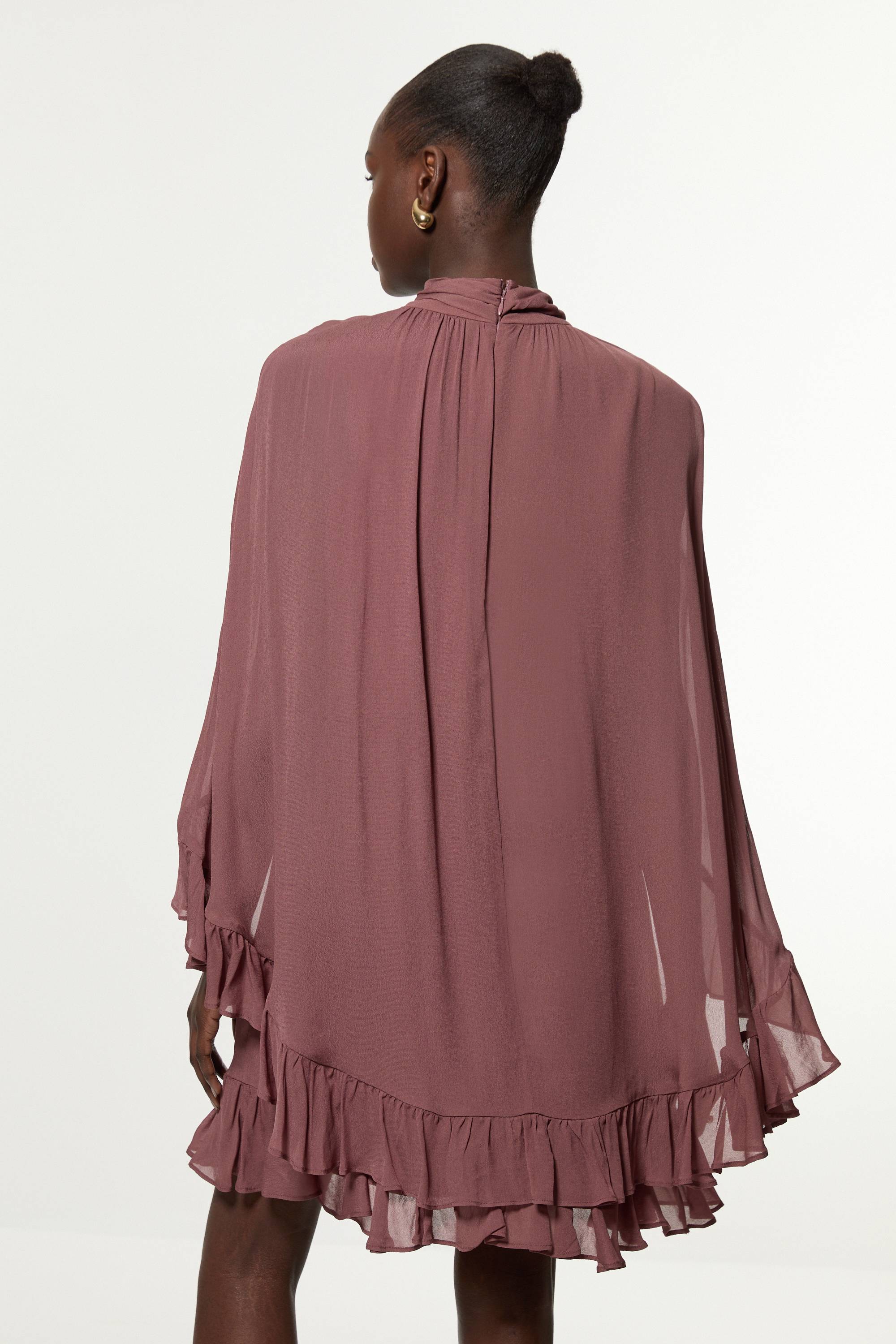 KarenMillen Robe Mini En Georgette De Viscose Tissée Avec Cape