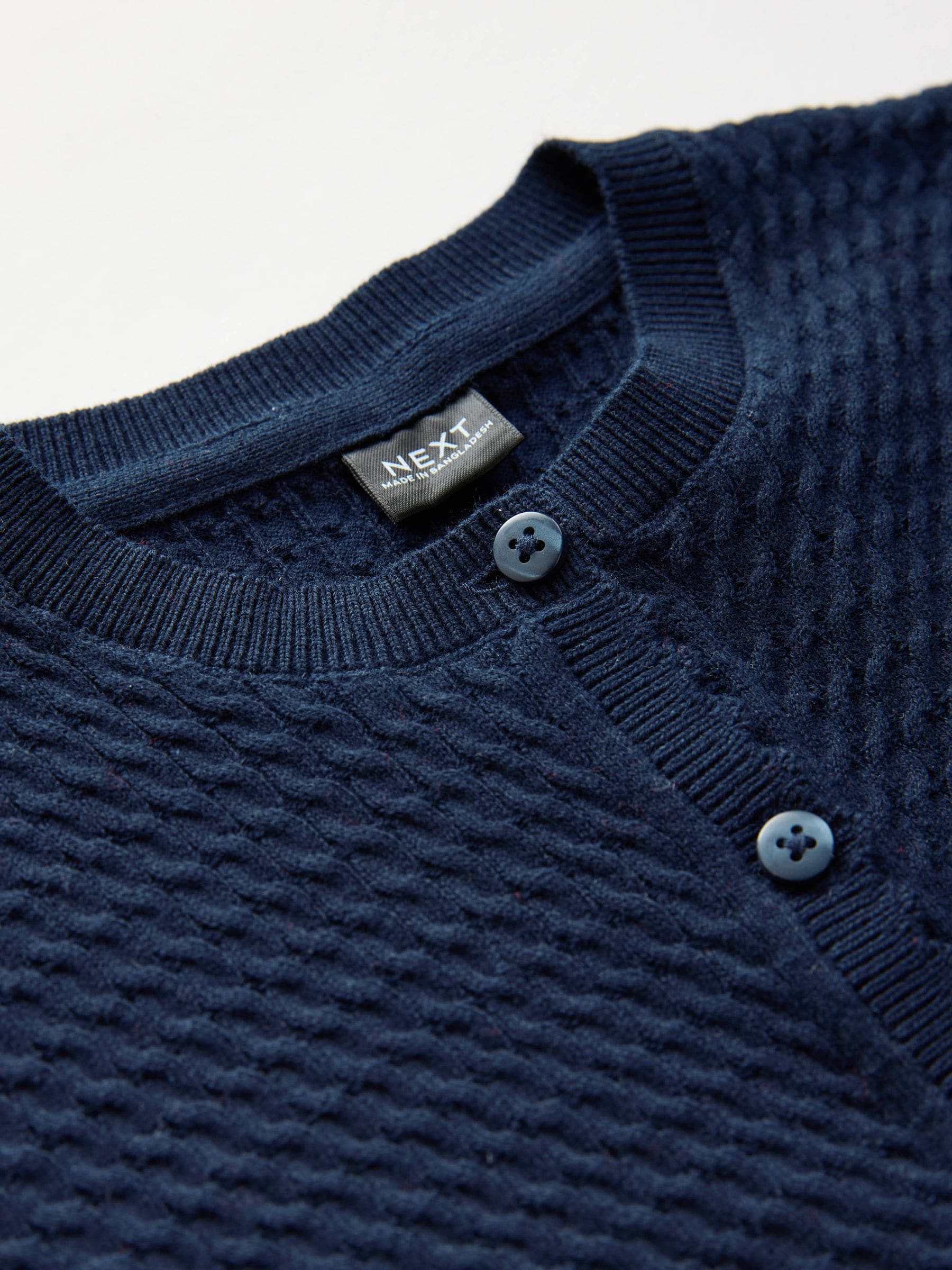 Marineblauw - Schoolvest met kabelmotief van katoen (3-16jr)