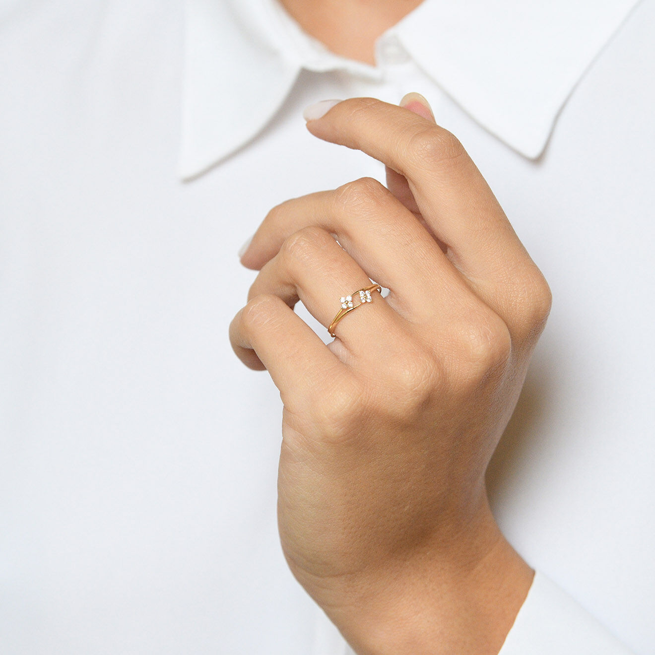 Instant d'Or Bague Rencontre florale or jaune
