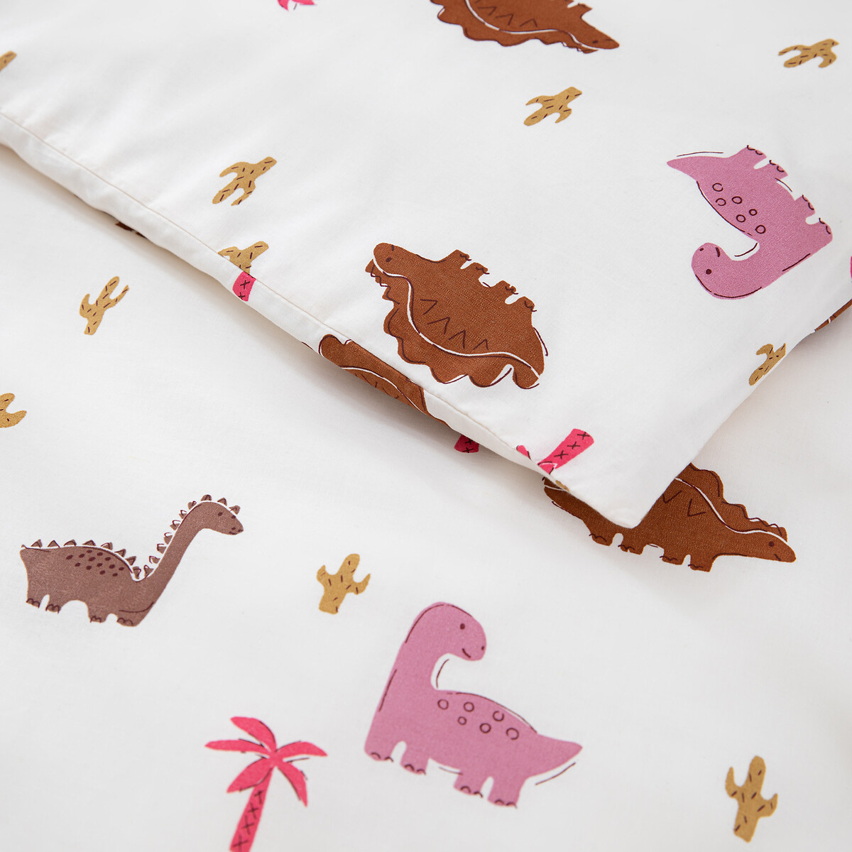 LA REDOUTE INTERIEURS<br>Capa de edredão para bebé em algodão, Dino Pop rose