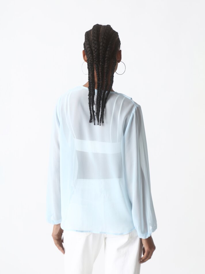 Camisa com babados - Azul claro
