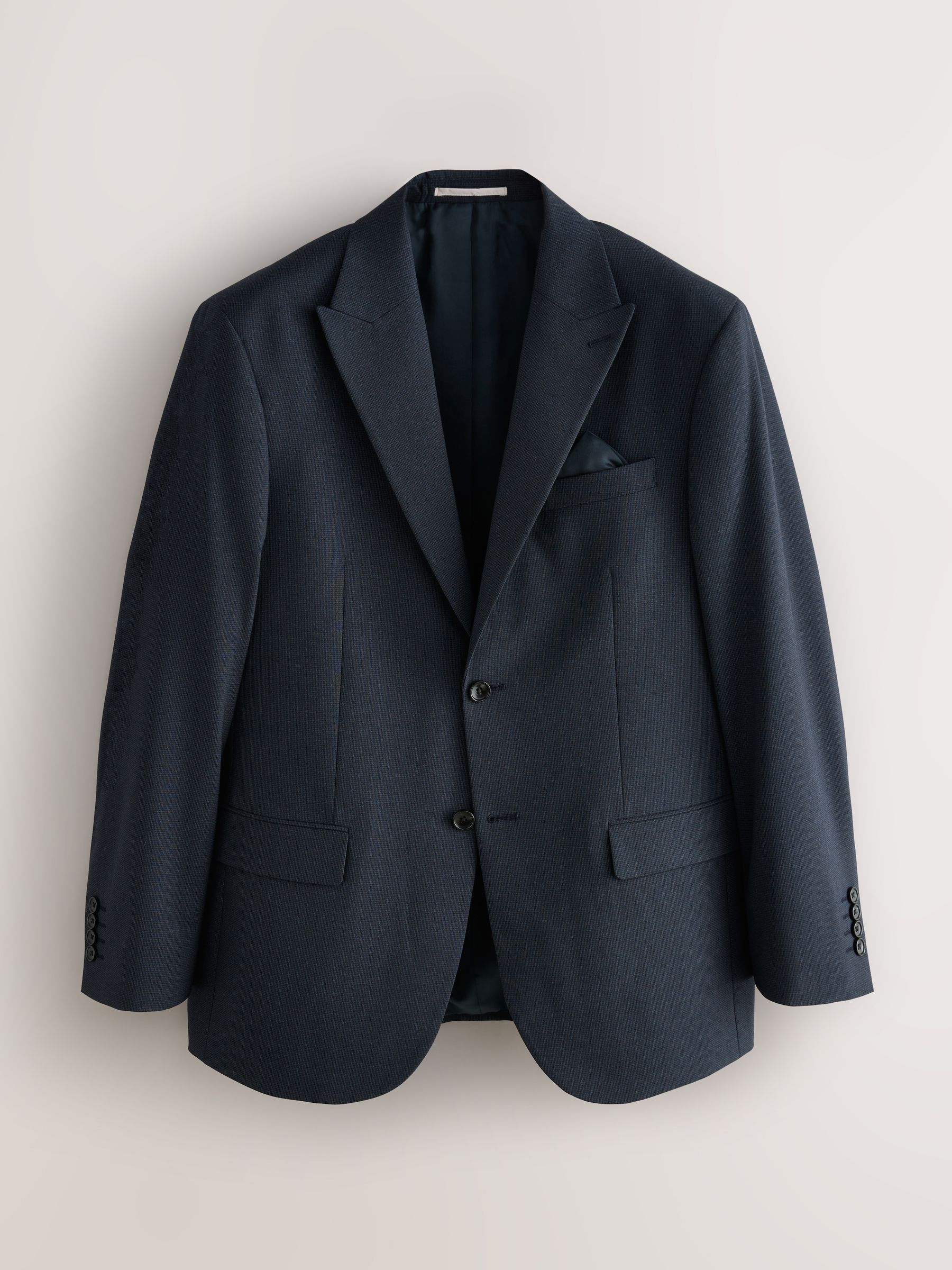 Donkerblauw - Regular Fit Motionflex Puppytooth Texture Suit Jacket