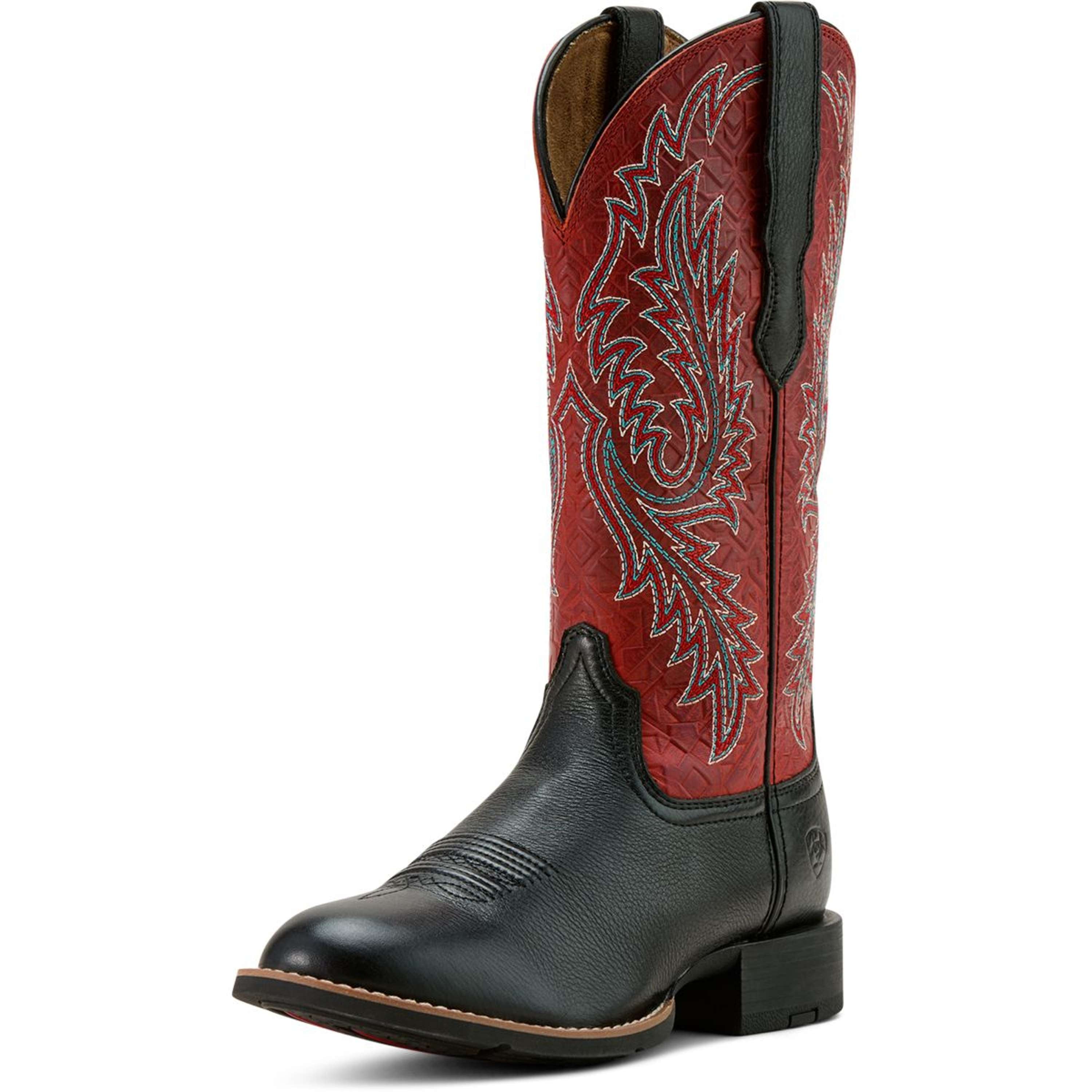 Ariat Westernlaarzen Round Up Stretchfit Dames Black Deertan/Garnet Em