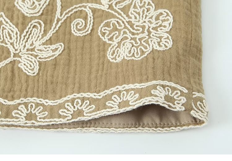 SugaYuja - Open vest met geborduurde bloemen
