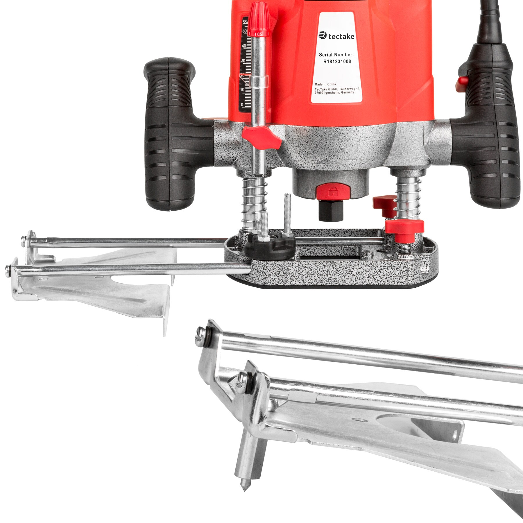 tectake® Oberfräse, 1200 W mit Drehzahlregelung, mit 12 Fräsköpfen, inklusive Koffer