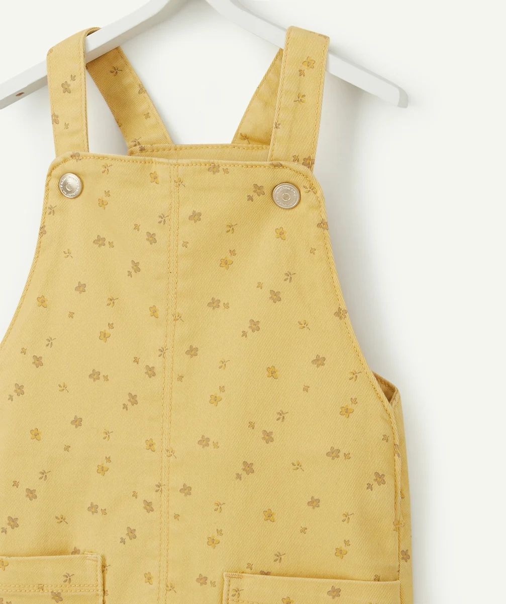 ROBE BÉBÉ FILLE EN FIBRES RECYCLÉES JAUNE ET IMPRIMÉE FLEURS