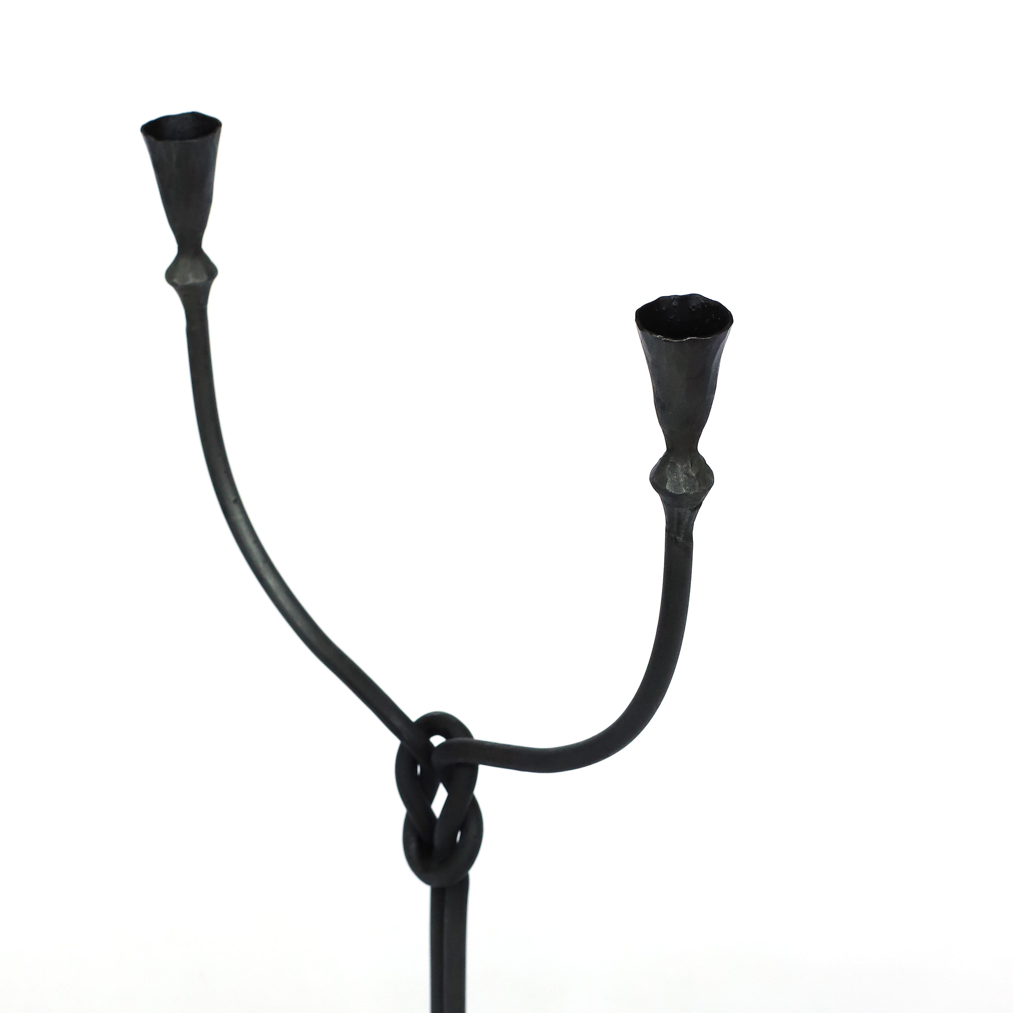 Kerzenständer aus Eisen, schwarz, H 45 cm, B 24 cm, L 10 cm von fischer's lagerhaus