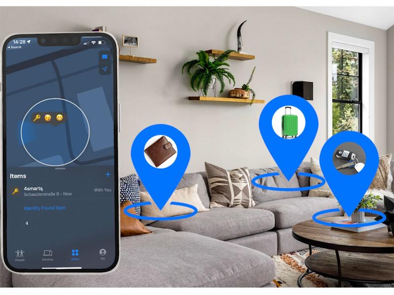 4smarts Schlüsselfinder SkyTag Schwarz Standort-Finder SkyTag mit Kofferanhänger