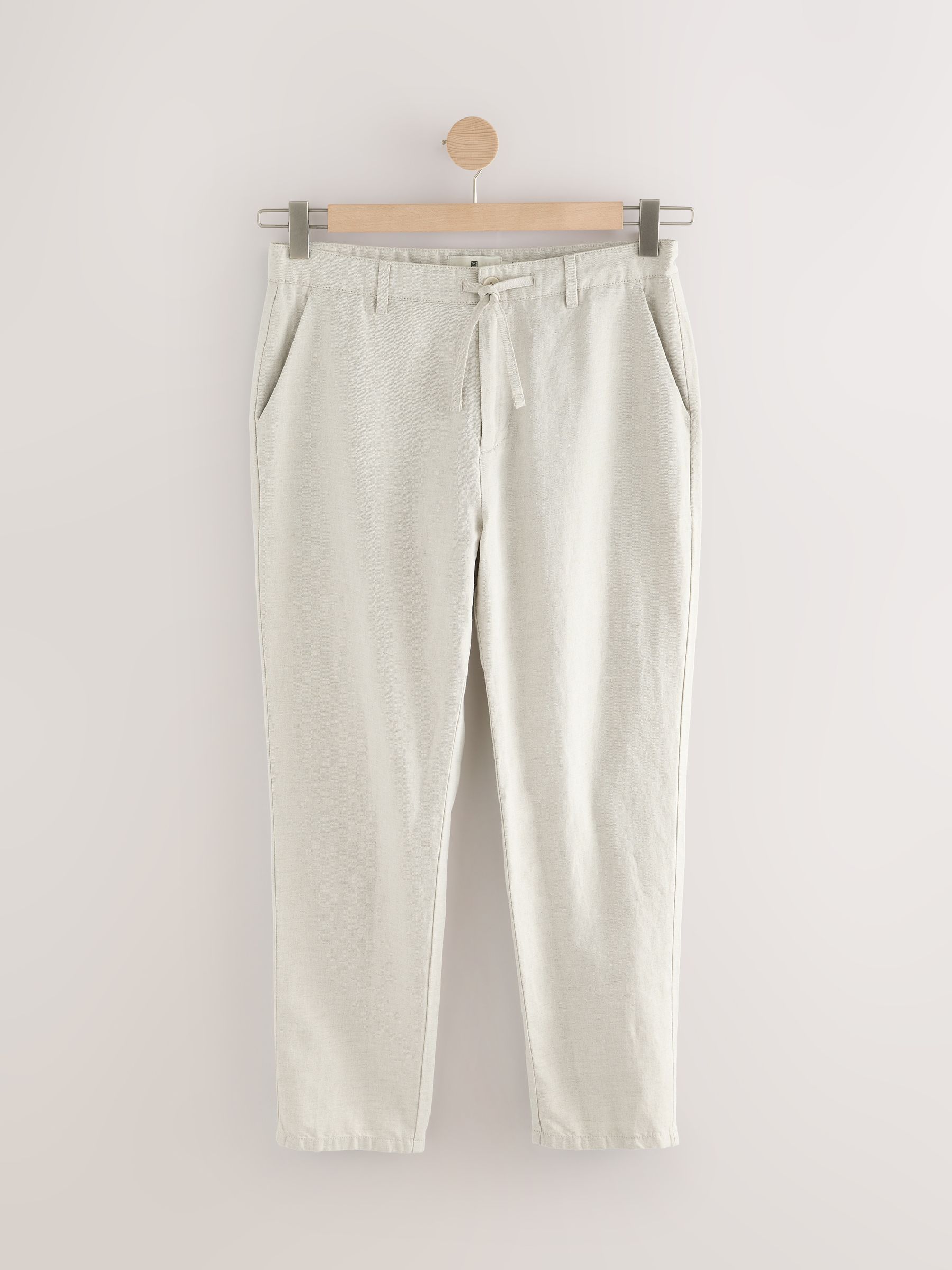 Lichtgrijs - Katoenen linnen keperstof chino broek