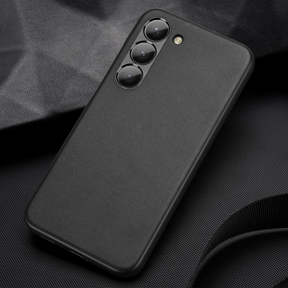 Samsung Galaxy S23 5G Hardcase Leder Optik Hülle Back Case - Schwarz