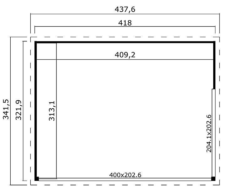 Abri de jardin + plancher Domeo 4 Plus en bois coloris naturel ép.44 mm surface extérieure 12,82 m²