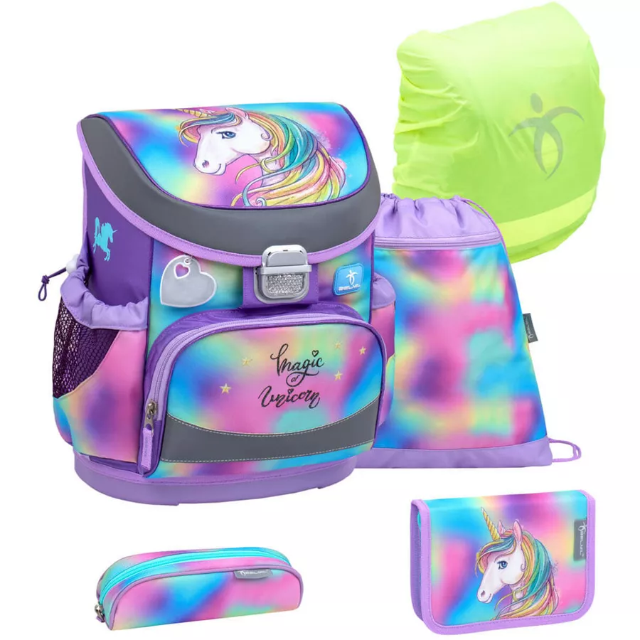 Belmil Schulranzen Mini Fit Schulranzen Set 5-teilig mit Brustgurt Rainbow Color