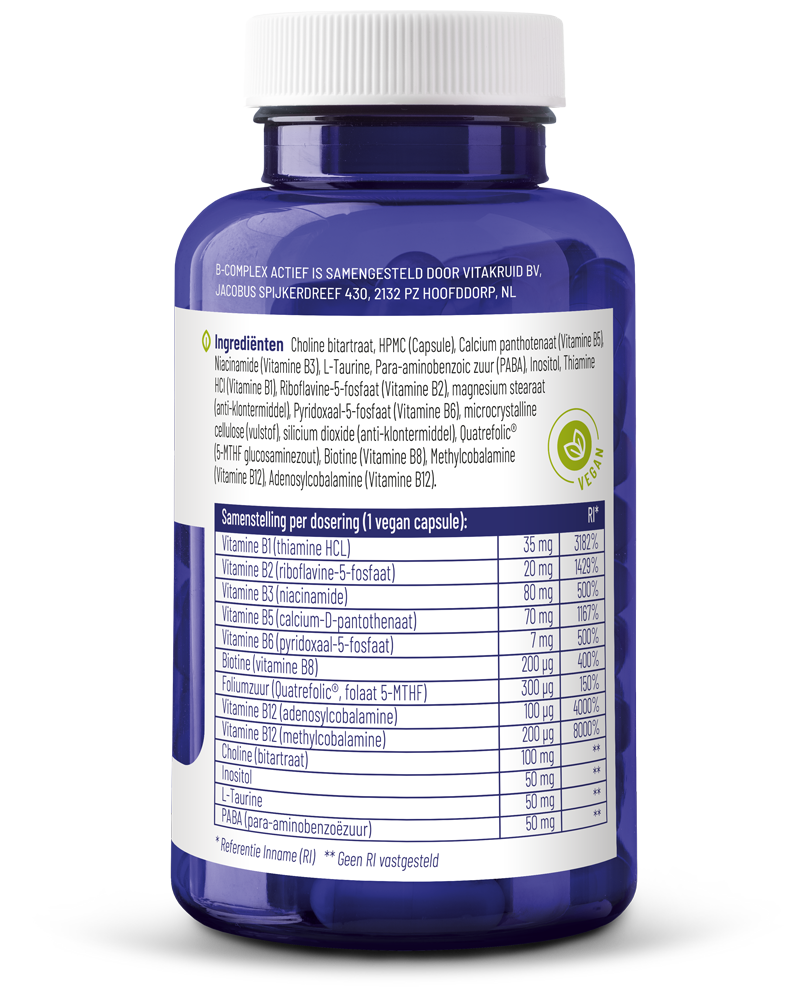 Vitakruid B-Complex Actief Met L-Taurine (90 vega capsules)