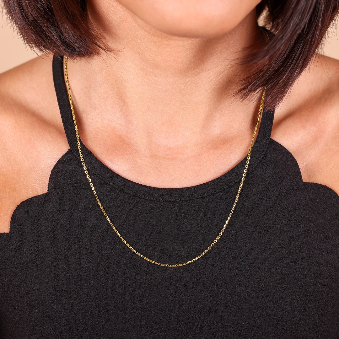 1.4mm Spiegelankerkette 750/18 K Gelbgold
