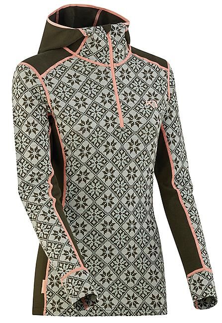 KARI TRAA - T-SHIRT ML DEMI ZIP ROSE HOOD H/Z W