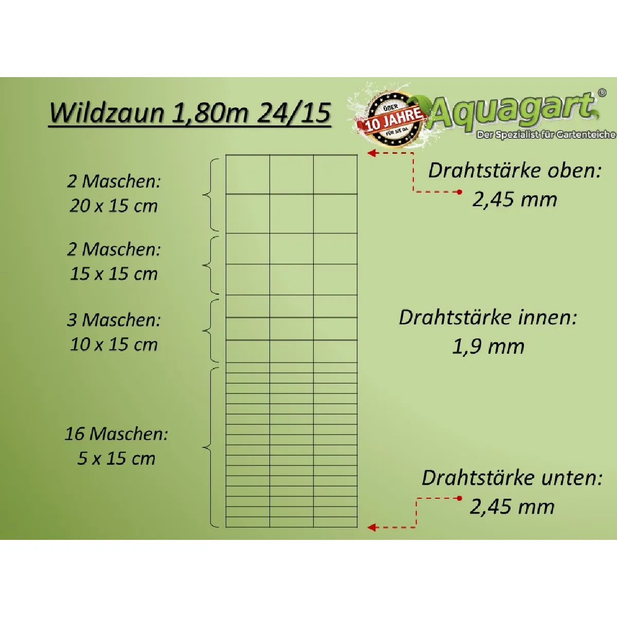 Aquagart 500 m clôture forestière - 180/24/15