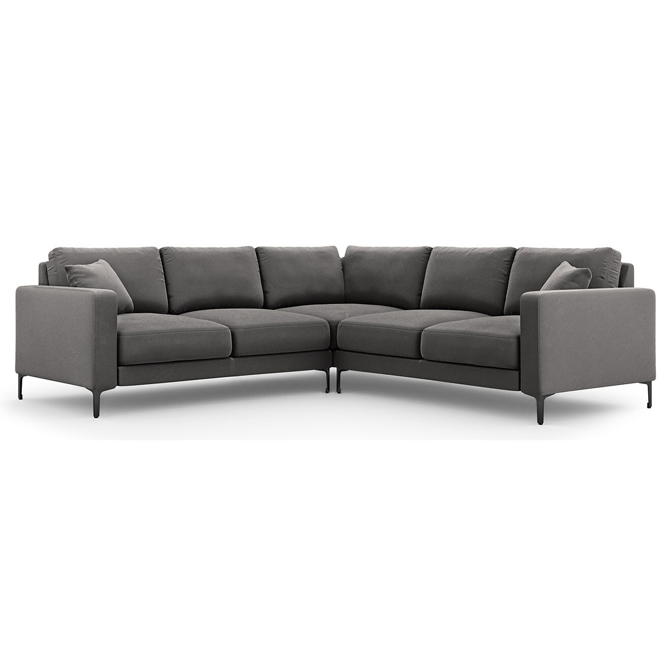 Mazzini Sofas Canapé d'angle Symétrique En Velours Venus 5 Places gris - 250x238x90 cm