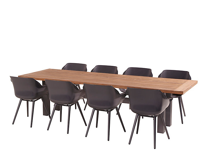 Table de jardin Yasmani en bois coloris marron et anthracite L.300 x l.100 x H.76 cm