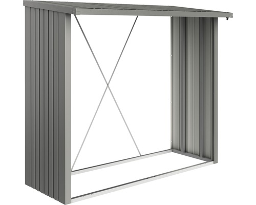 Brandhoutberging biohort WoodStock 230 229 x 102 x 199 cm kwartsgrijs metallic