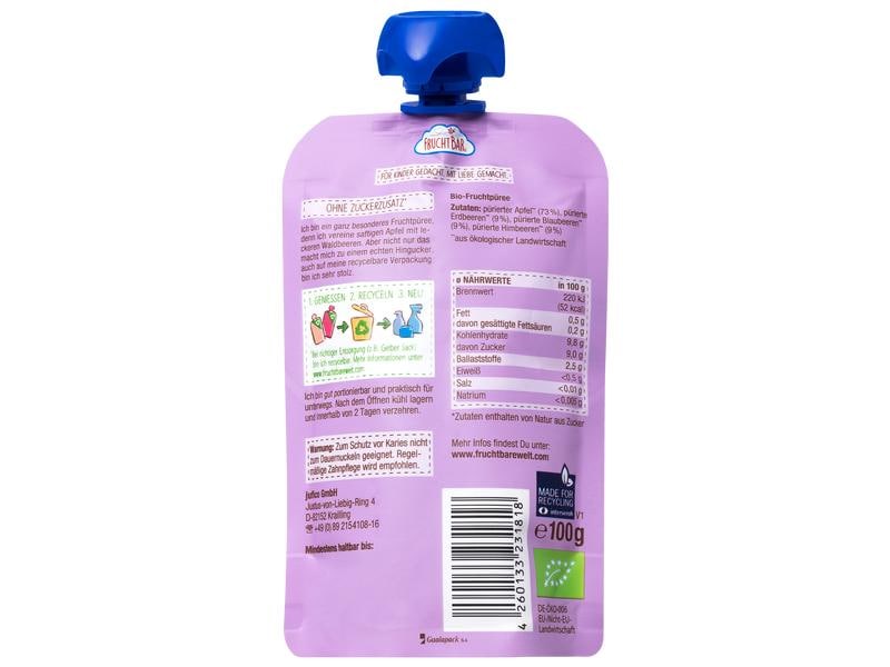 Fruchtbar Quetschbeutel Apfel, Waldfrucht 8 x 100g Bio-Fruchtpüree mit Obst