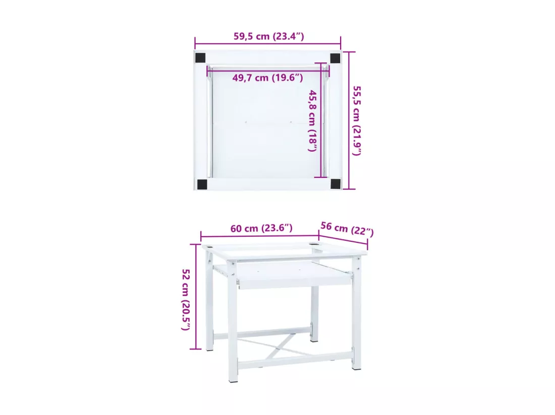 Socle pour machine à laver avec étagère coulissante Blanc