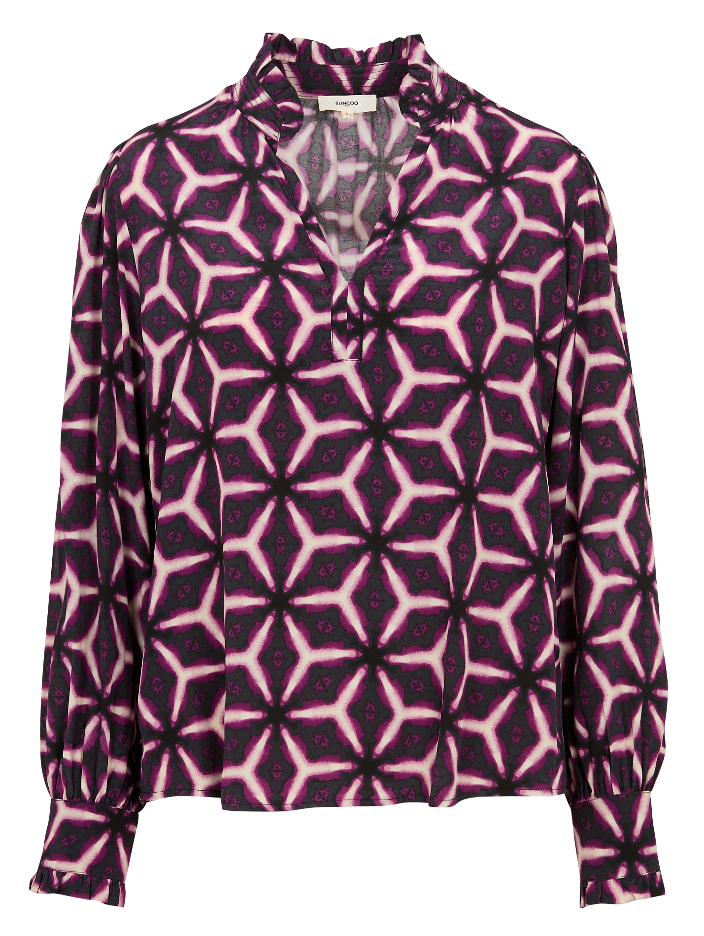 LAHSEN - Blouse droite col V imprimée | Violet