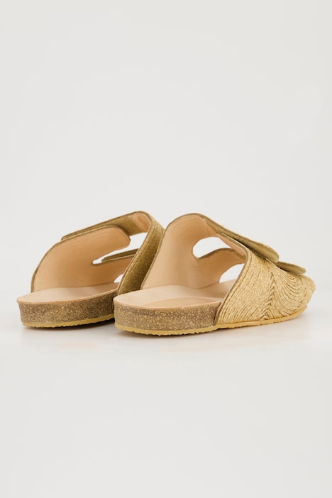 Raffia-Sandalen, Klettriemen, Kork-Tieffußbett, Weite H