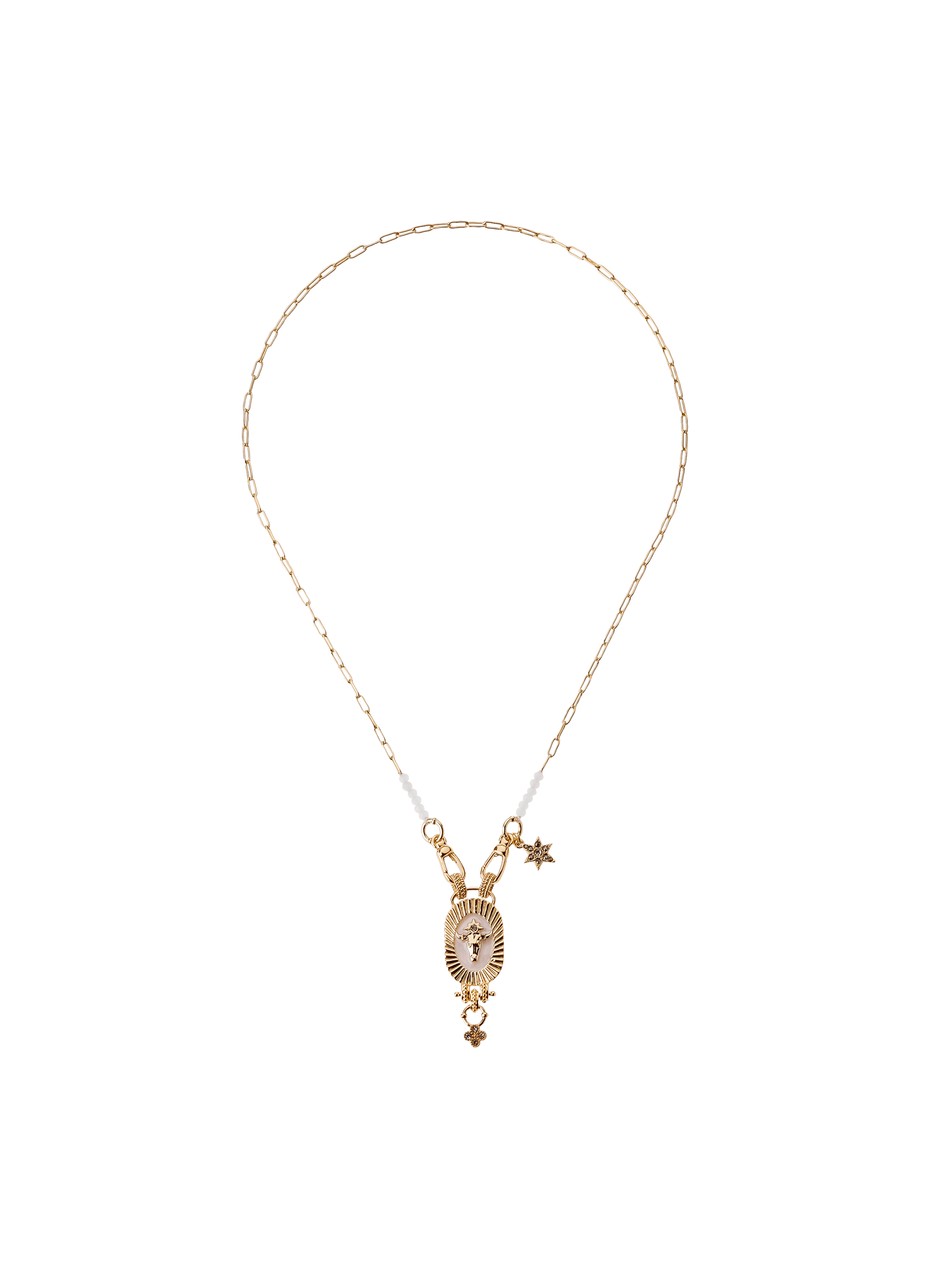 TAURI - Collier chaîne avec pendentif en laiton | Blanc