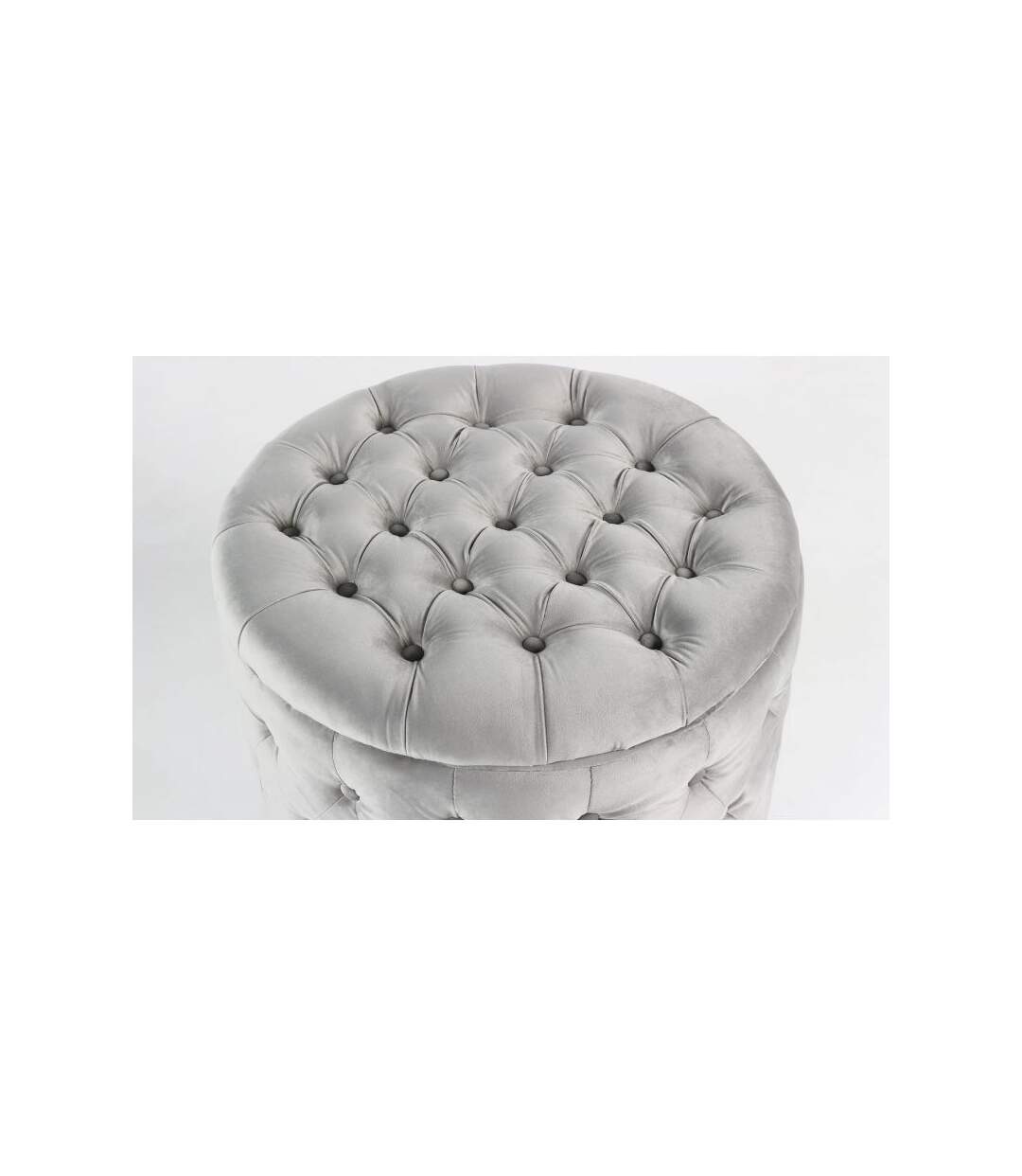 Paris Prix - Pouf Rond Design En Velours visalni 60cm Argent