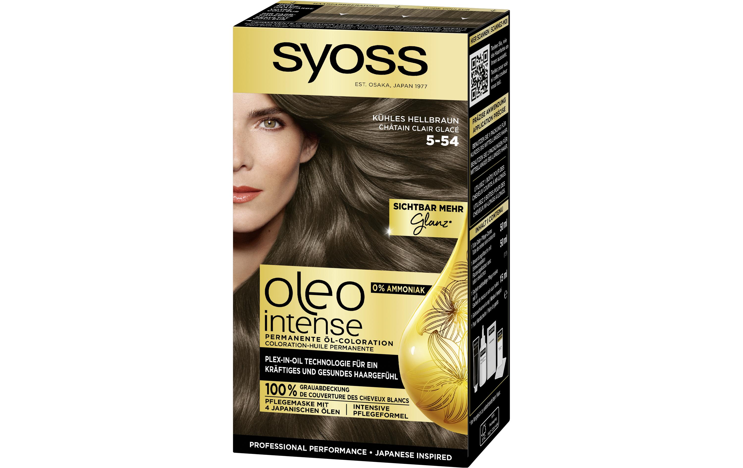 Haarcoloration Oleo Intense 5-54 Kühles HellbraunPermanente Öl-Haarfarbe für tiefere Farbintensität und Haltbarkeit