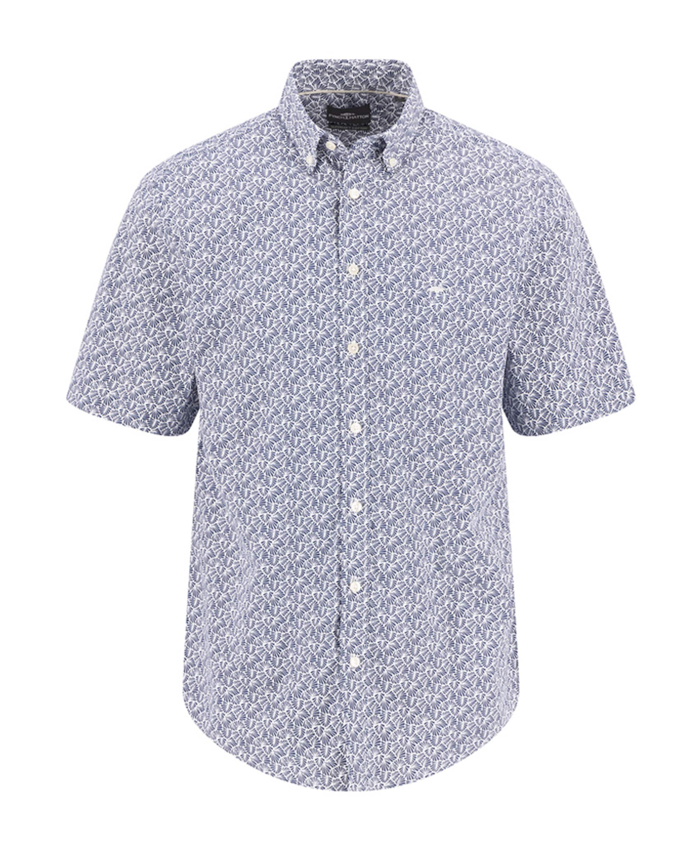 Fynch-Hatton Heren overhemd korte mouw blauw