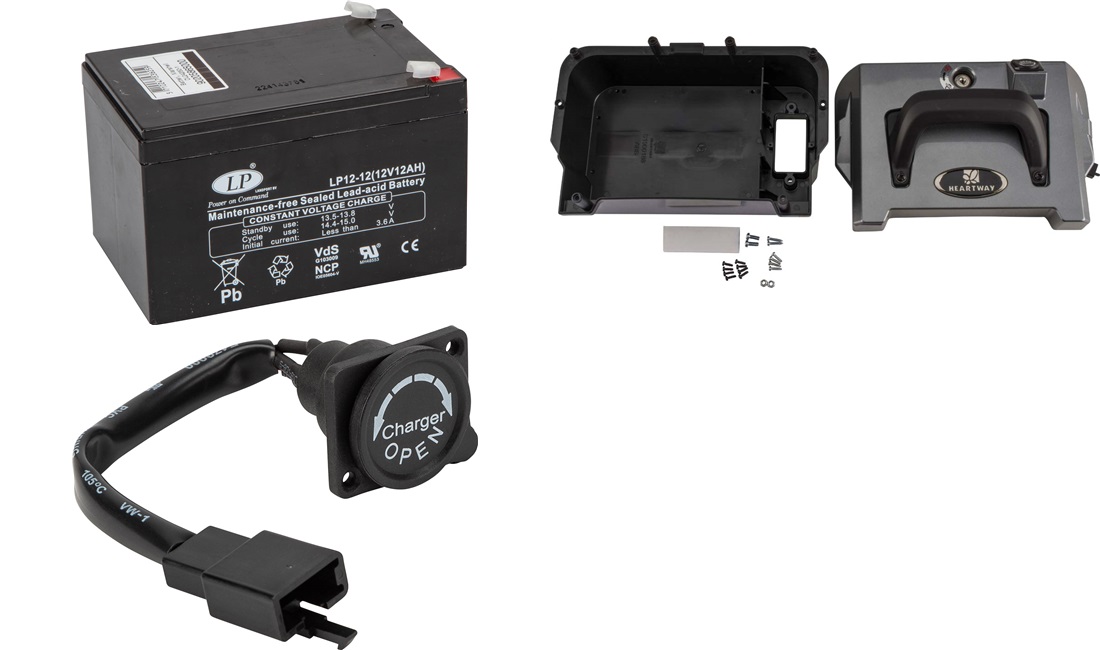 Batteripakke 2 stk. LP SLA 12V-12Ah komplet inkl. batterikasse, S19+