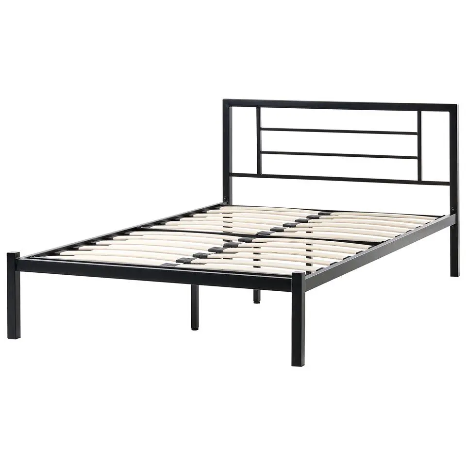 CUSSET - Tweepersoonsbed - Zwart - 120 x 200 cm - Metaal