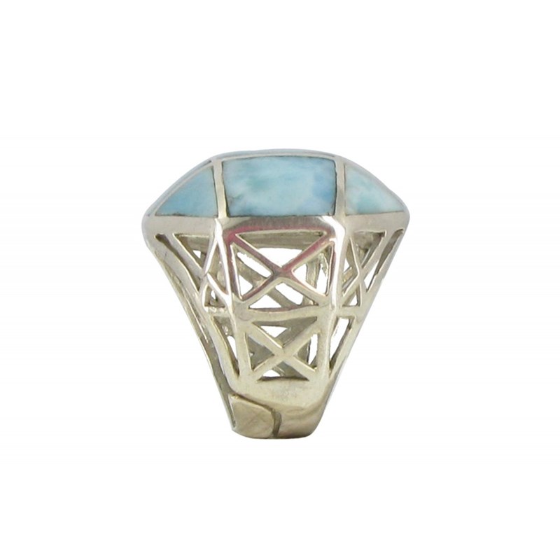 Bague Joyau Argent et Quadrillé de Larimar
