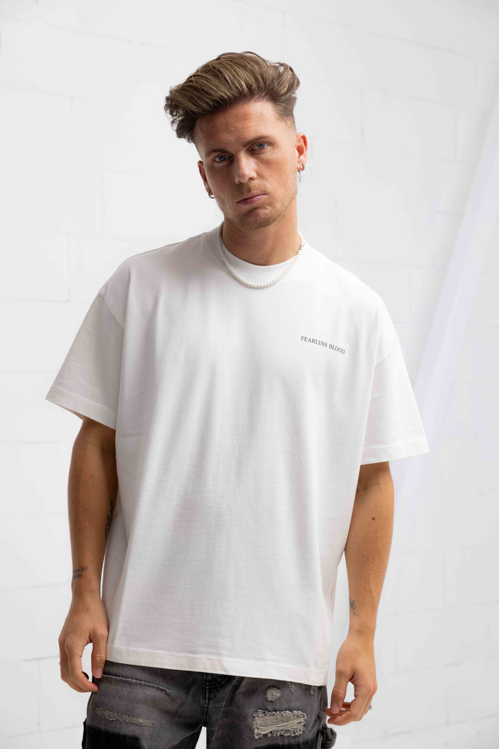 Fearless Blood Logo T-Shirt Heren Wit