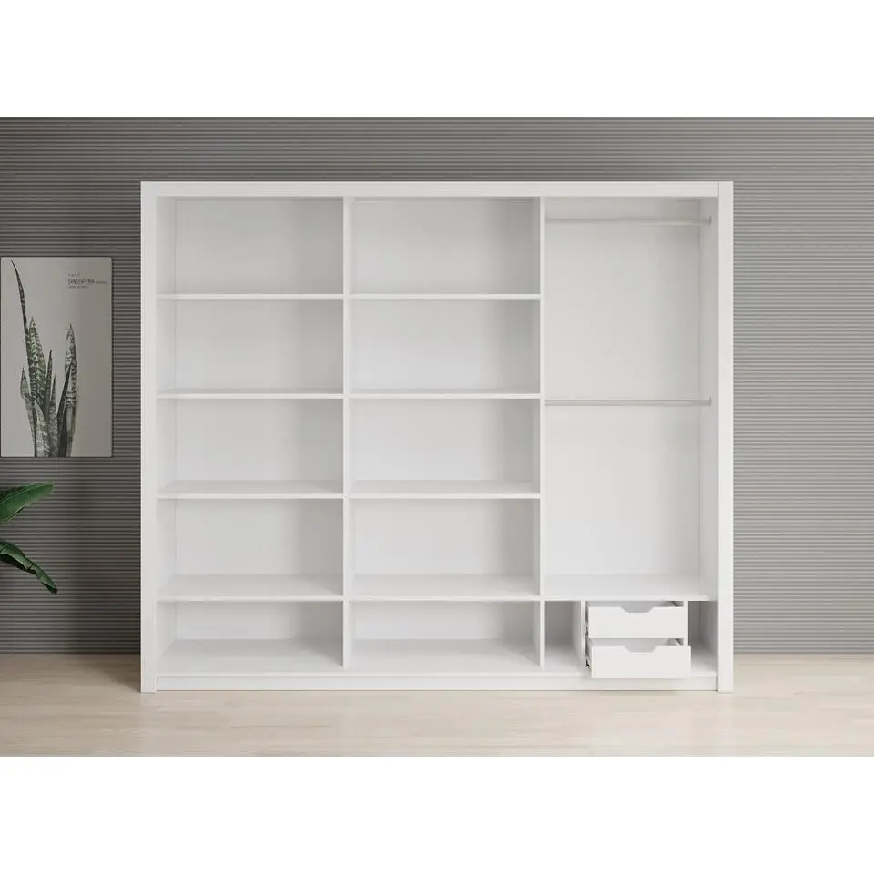 Meubella - Kledingkast Blake - Wit - 250 cm - Met spiegel