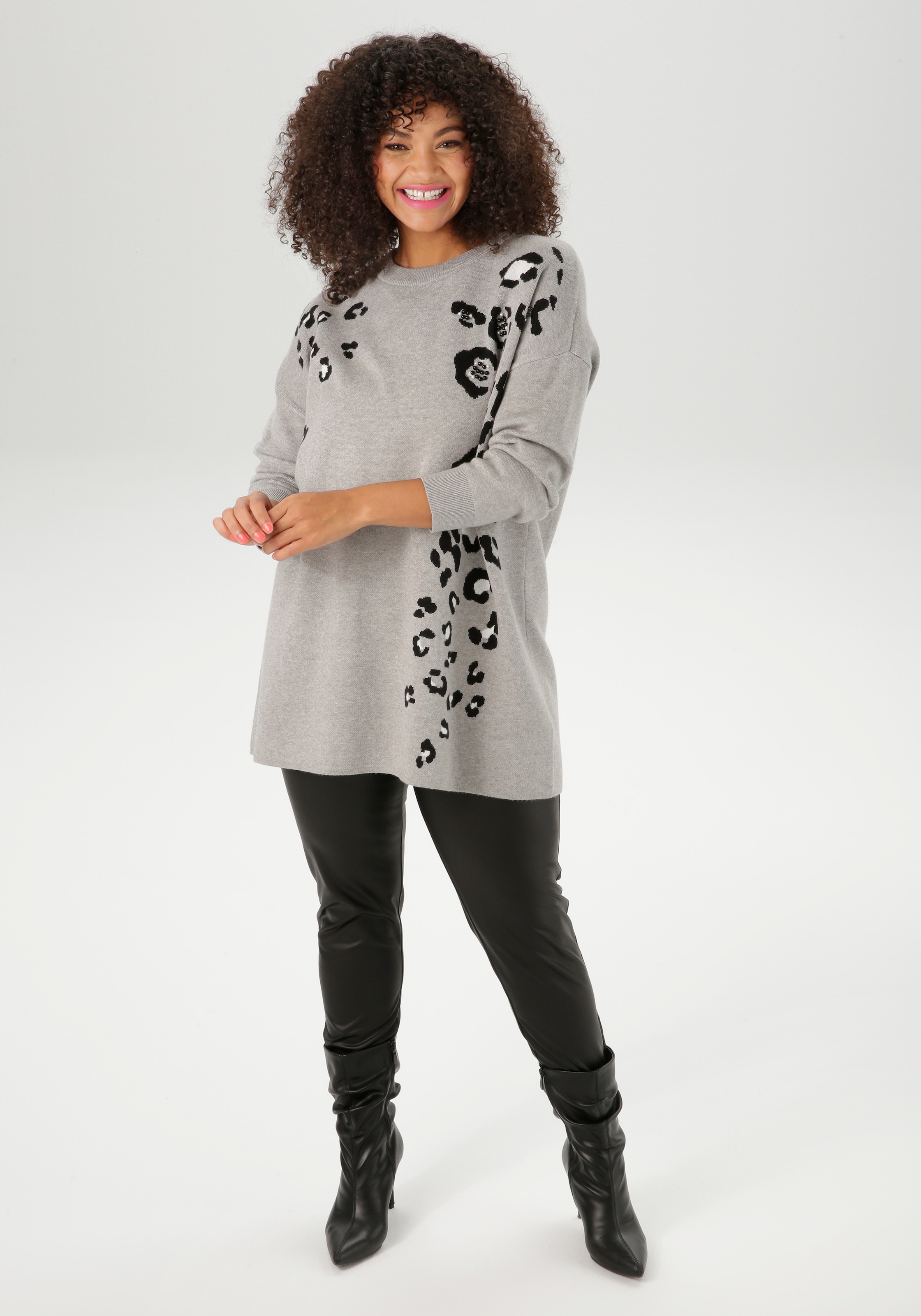 Aniston PLUS Strickpullover , mit Animal-Deatils und Perlen - NEUE KOLLEKTION